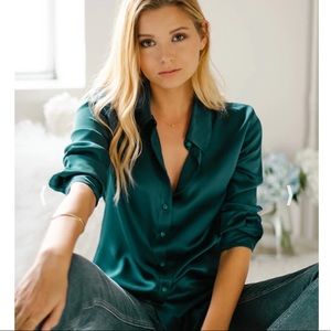 ravella | Tops | Ravella Monaco Silk Blouse In Emerald | Poshmark